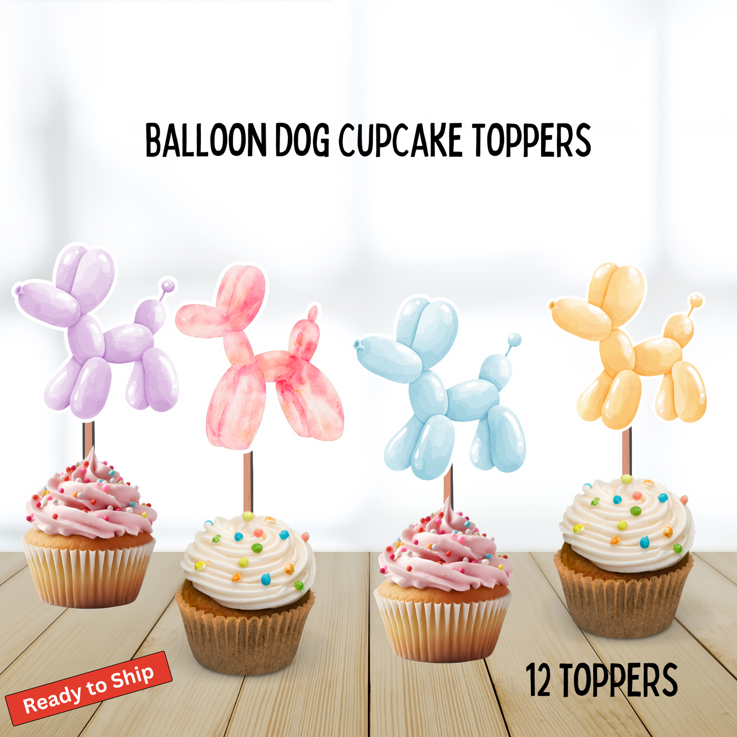 Balloon Dog Cupcake Toppers