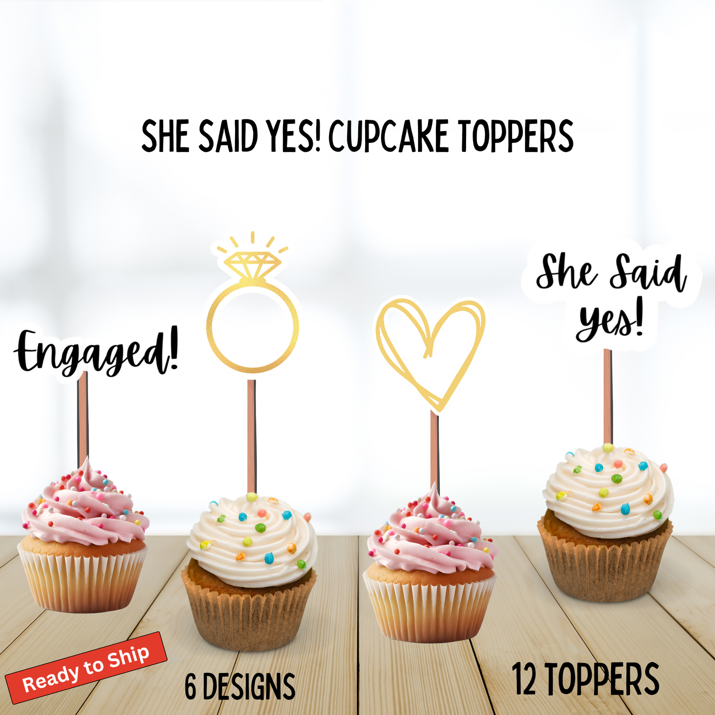 Engagement Cupcake Toppers