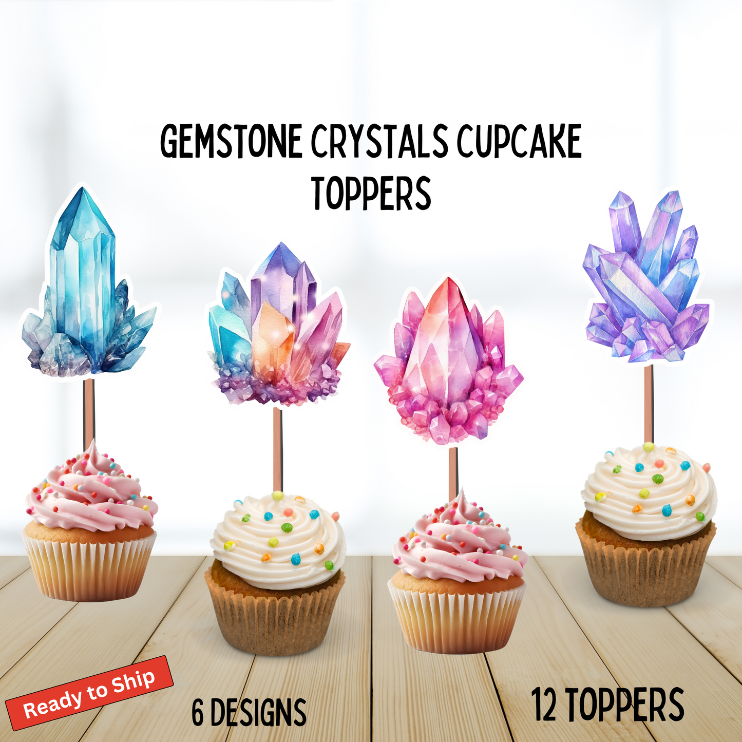 Healing Crystals Gemstones Cupcake Toppers