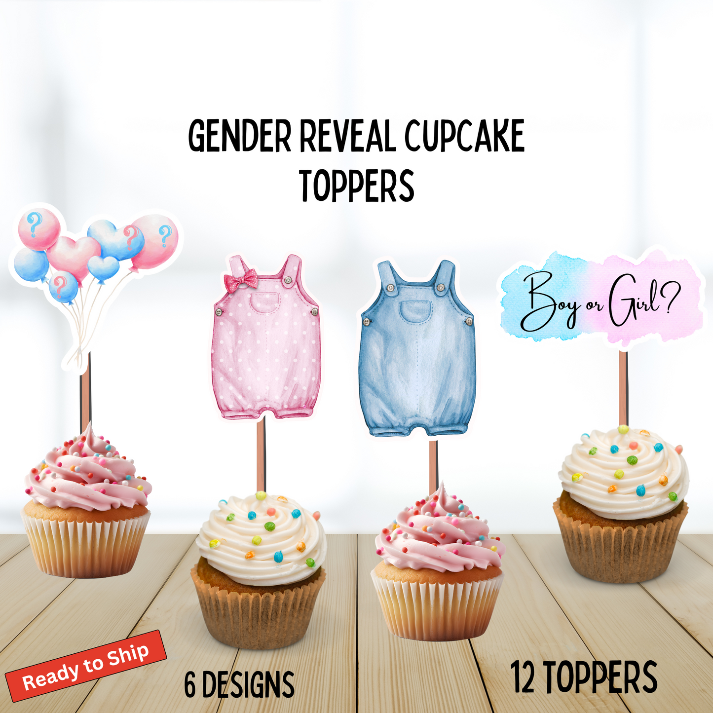 Gender Reveal Cupcake Toppers