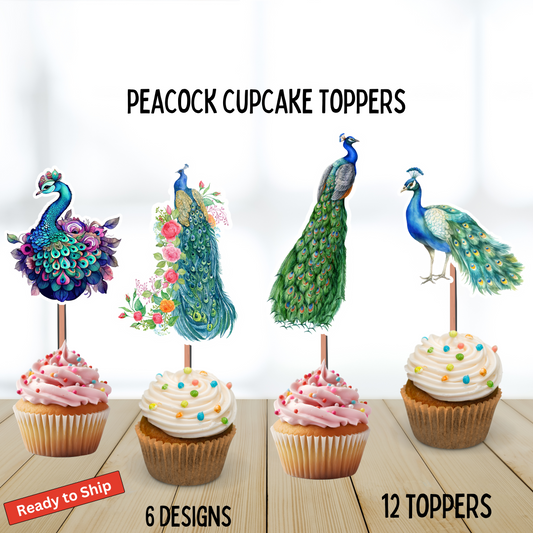 Peacock Cupcake Toppers