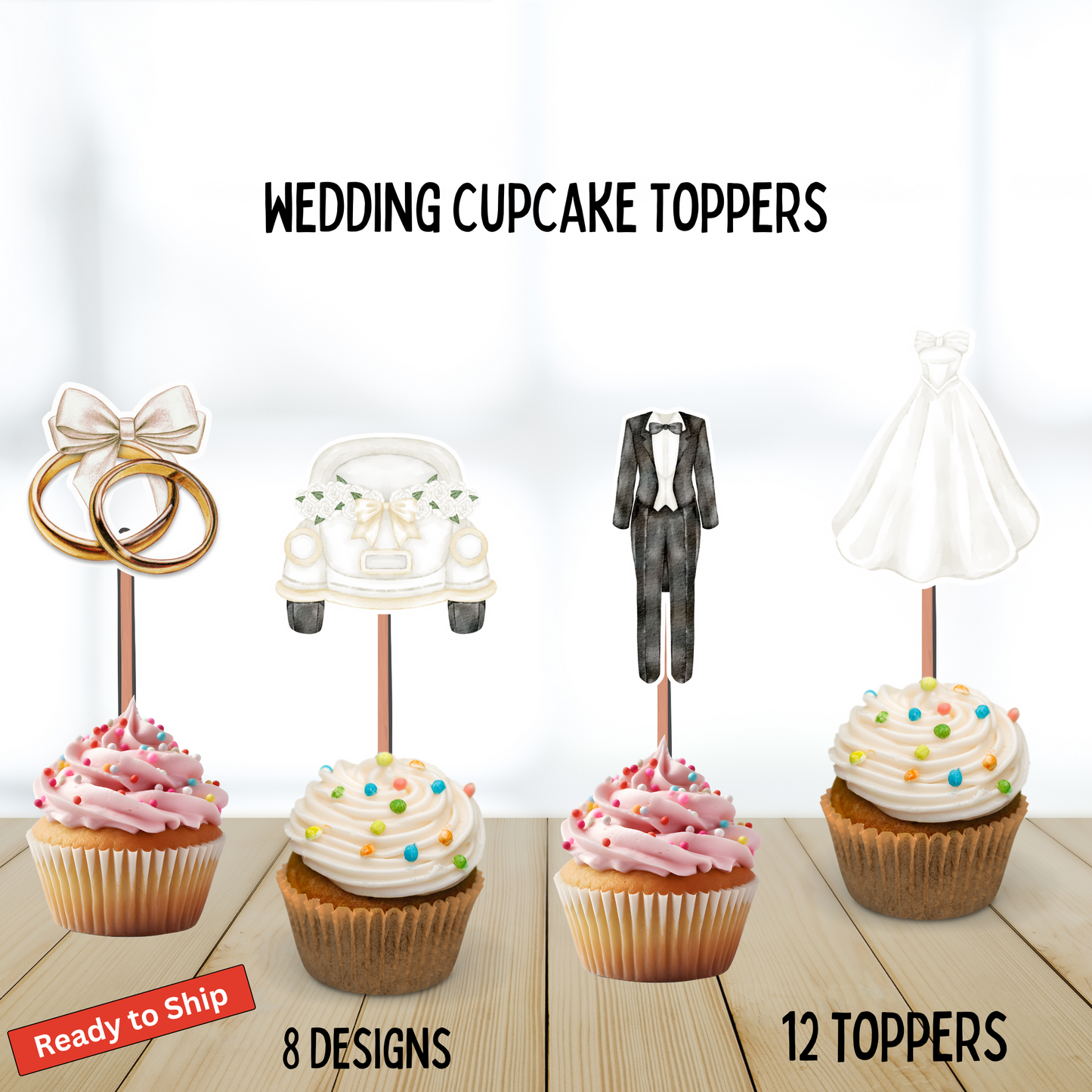 Wedding Cupcake Toppers