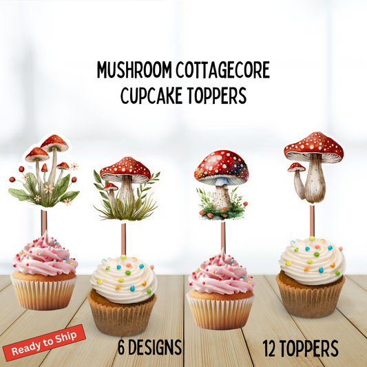 Mushrooms Cute Cupcake Toppers