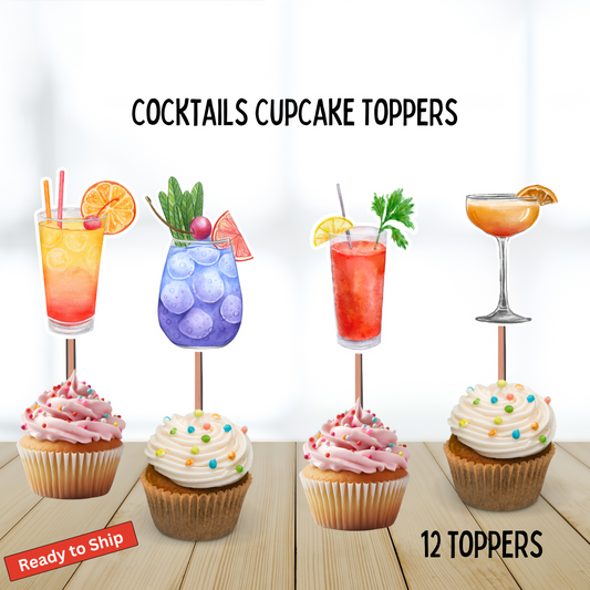 Cocktail Drinks Cupcake Toppers