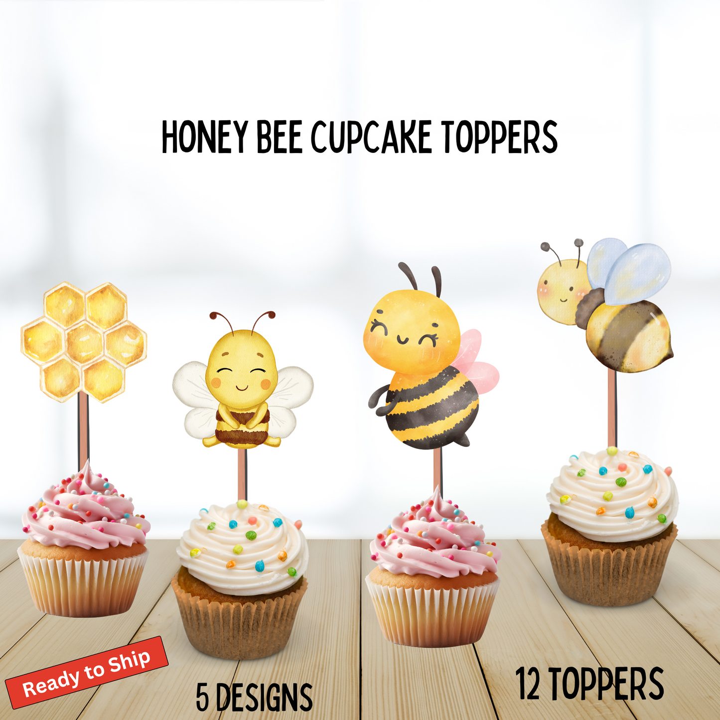 Honey Bee Cupcake Toppers