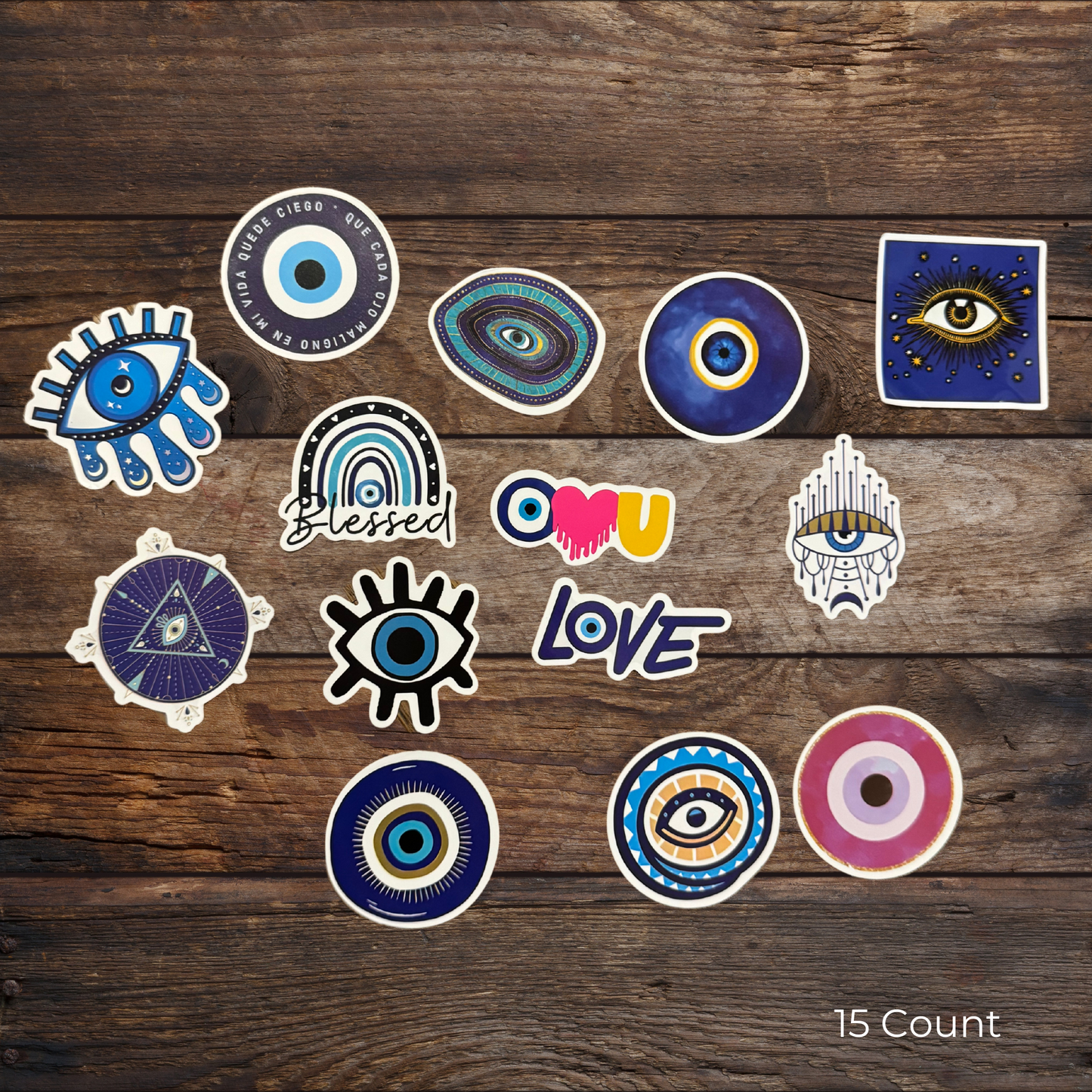 Third Eye Evil Eye Stickers-15 Count