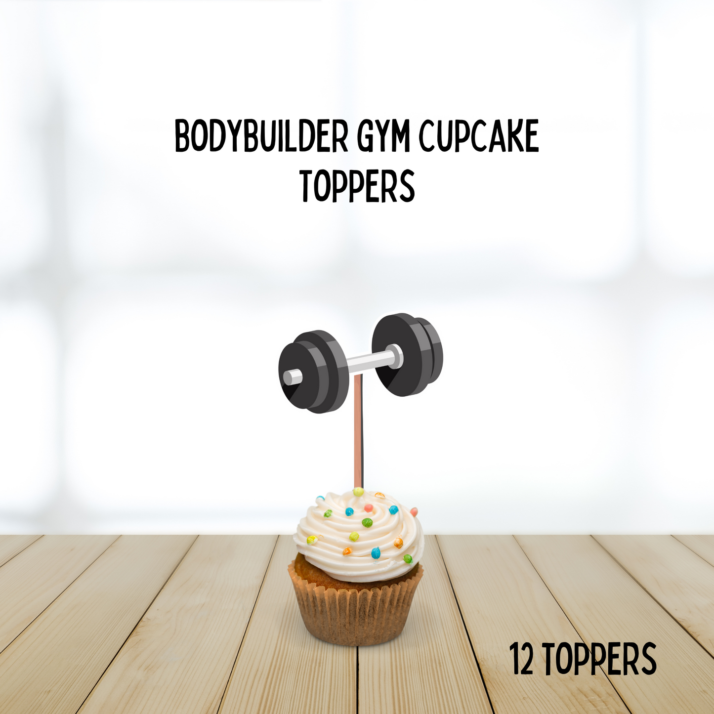 Gym Bodybuilder Cupcake Toppers