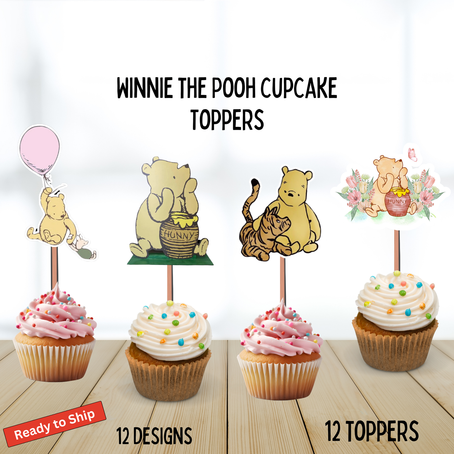 Classic Winnie the Pooh Cupcake Toppers