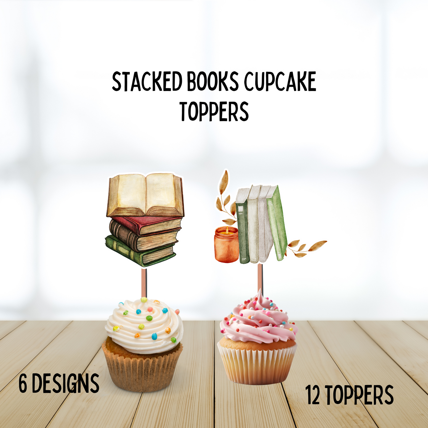 Stacked Books Cupcake Toppers