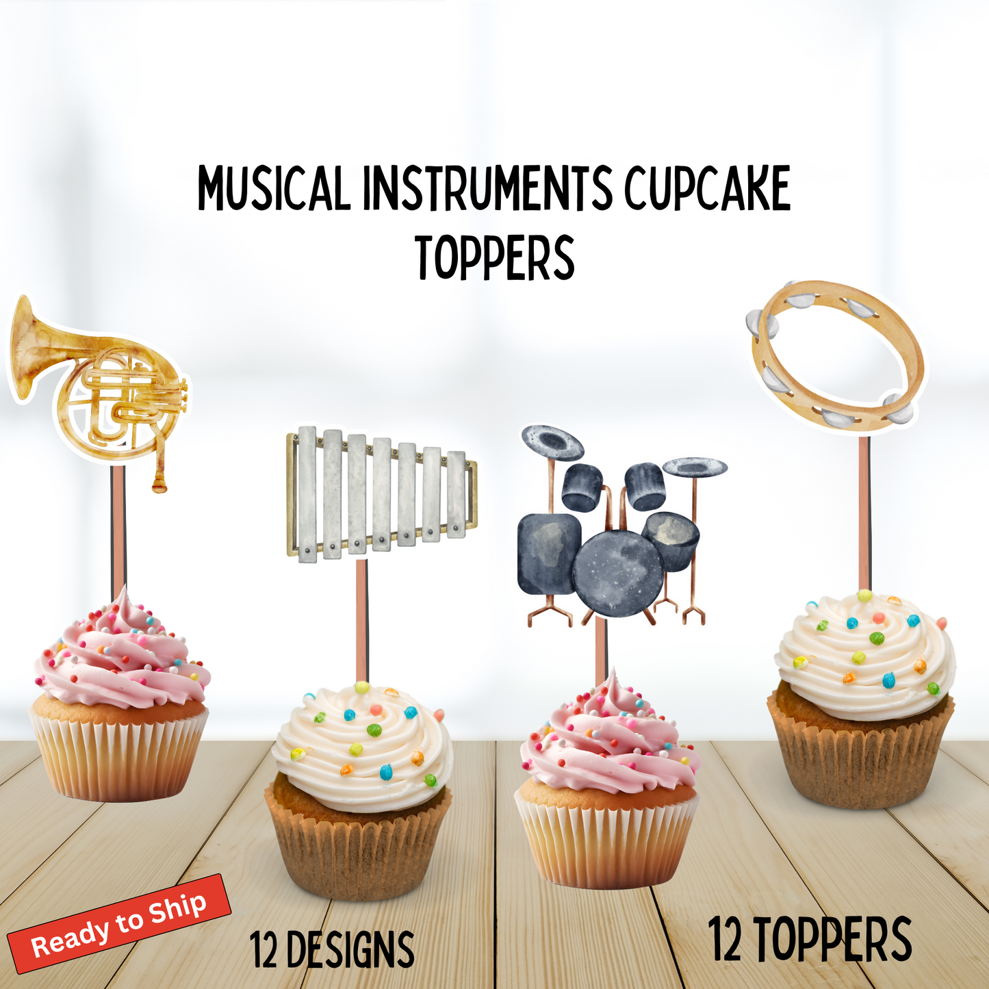 Band, Musical Instruments Cupcake Toppers