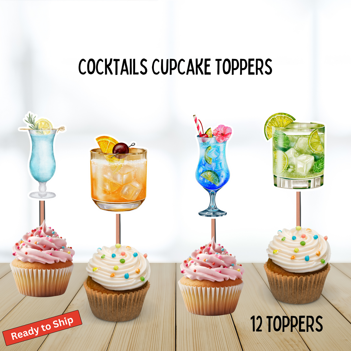 Cocktail Drinks Cupcake Toppers