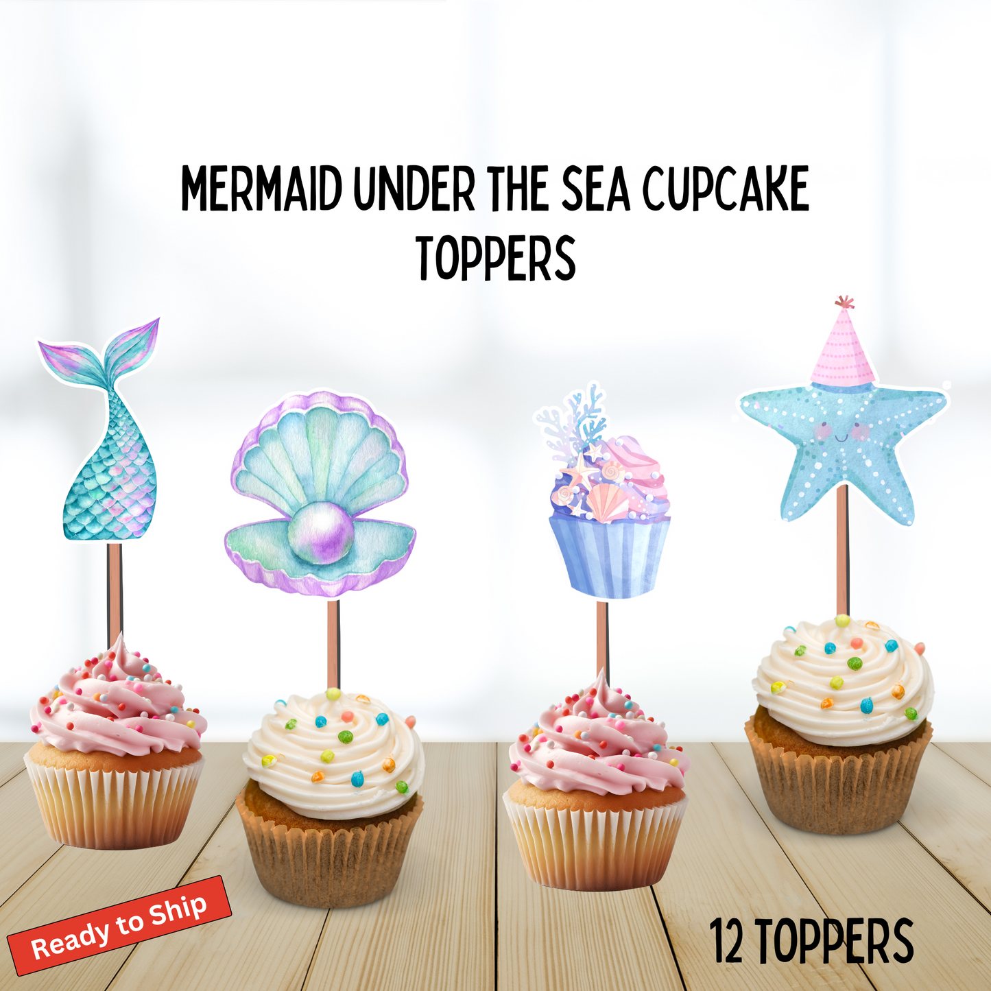 Mermaid Under the Sea Cupcake Toppers