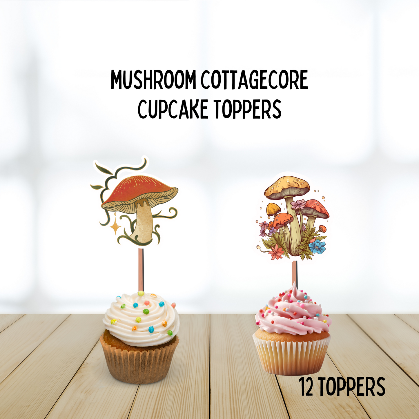 Mushrooms Cute Cupcake Toppers