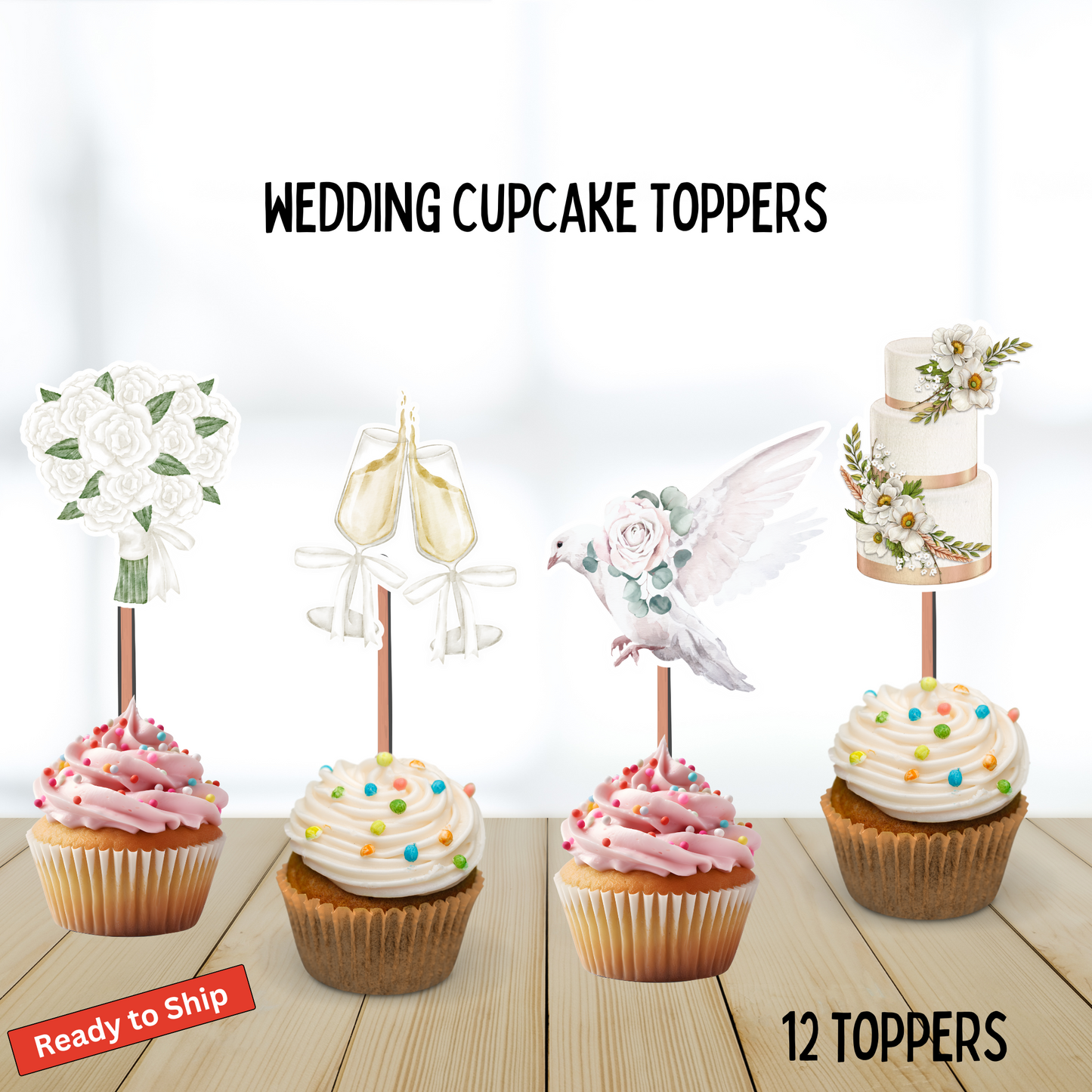 Wedding Cupcake Toppers