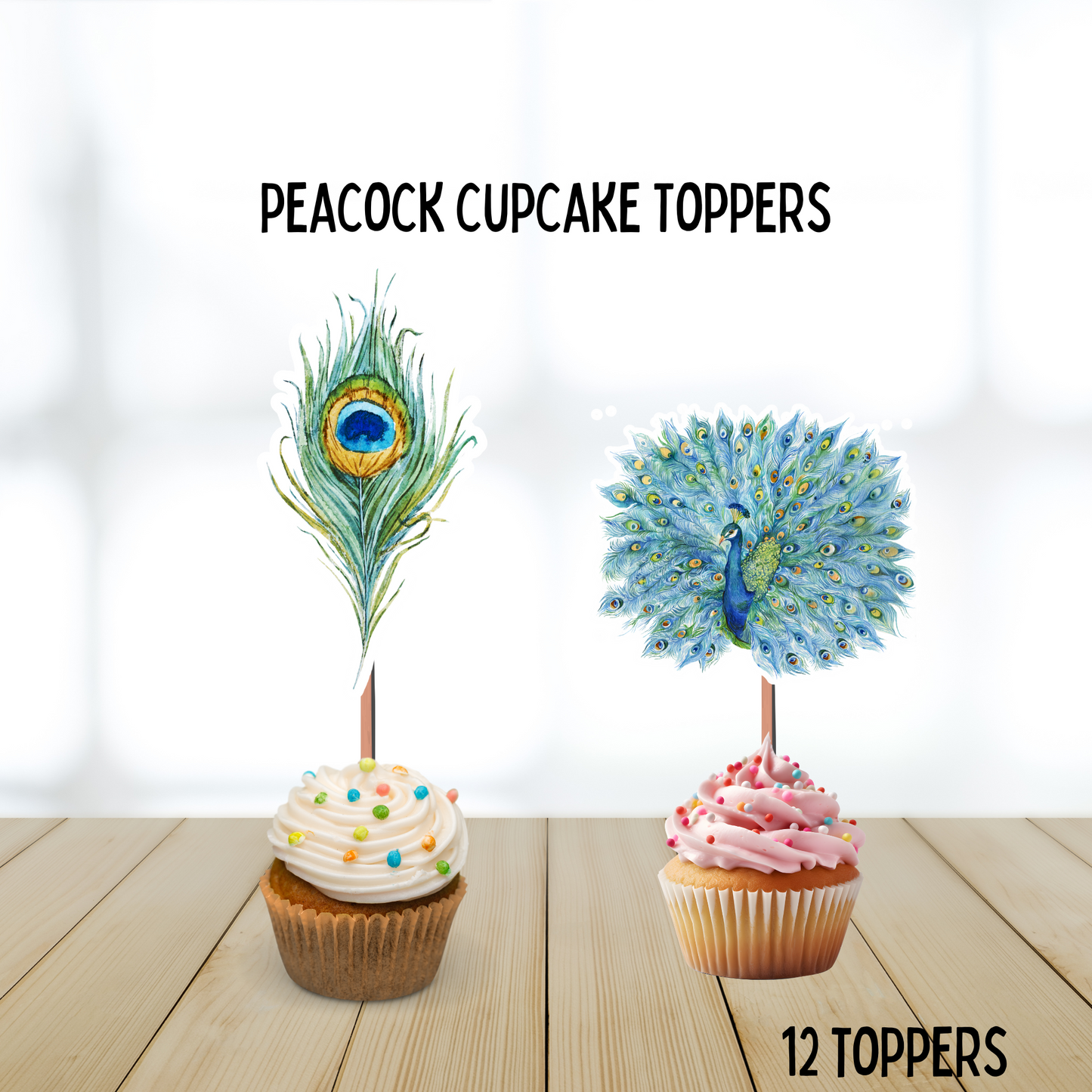 Peacock Cupcake Toppers