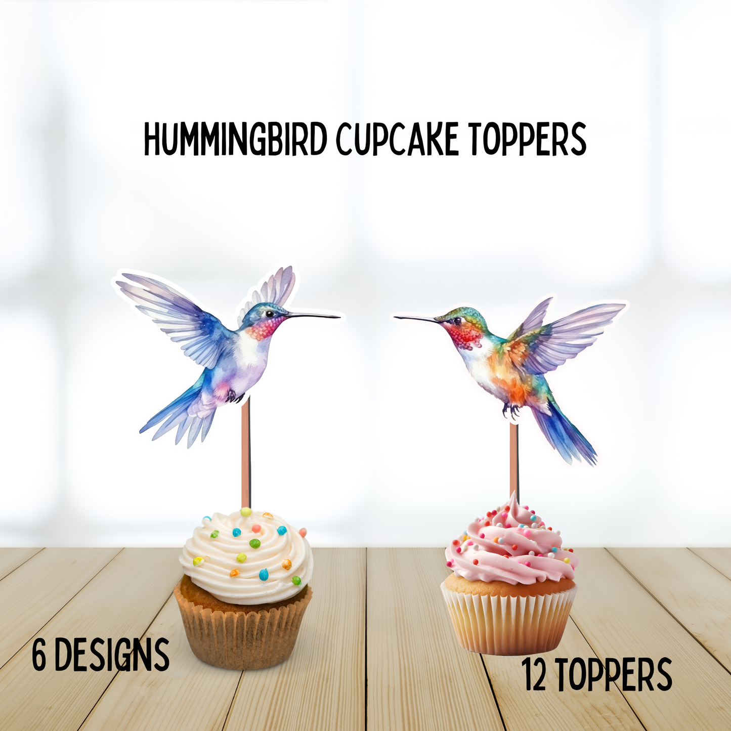 Hummingbird Cupcake Toppers