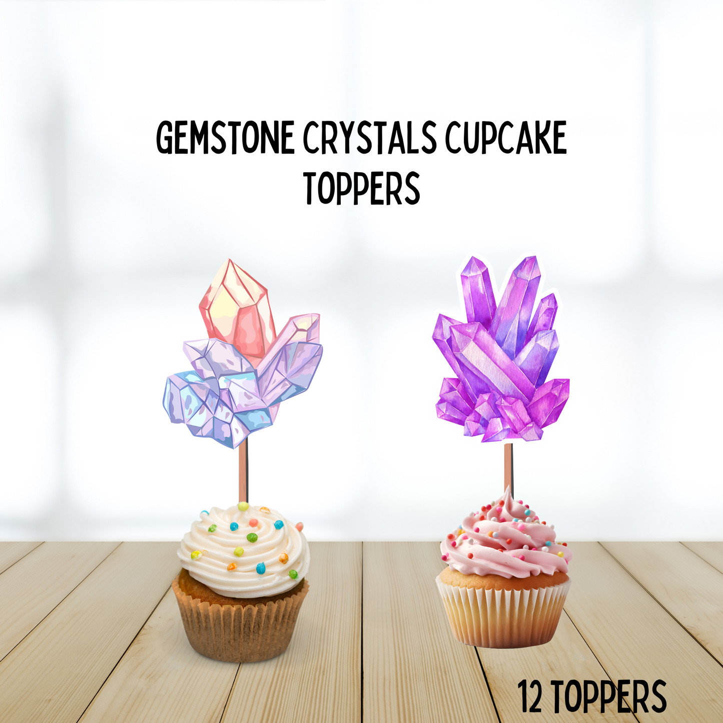 Healing Crystals Gemstones Cupcake Toppers