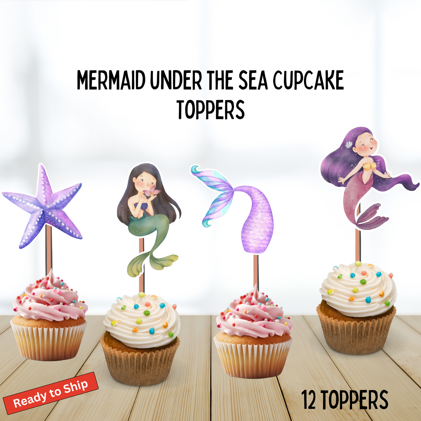 Mermaid Under the Sea Cupcake Toppers