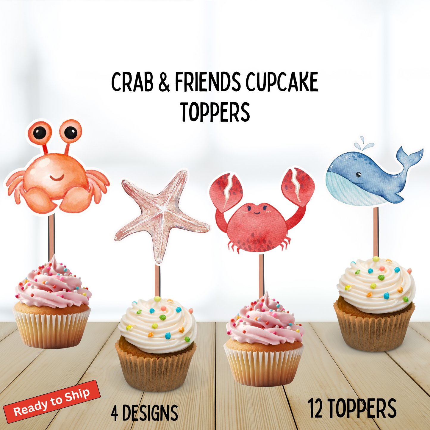 Crab, Under The Sea Cupcake Toppers