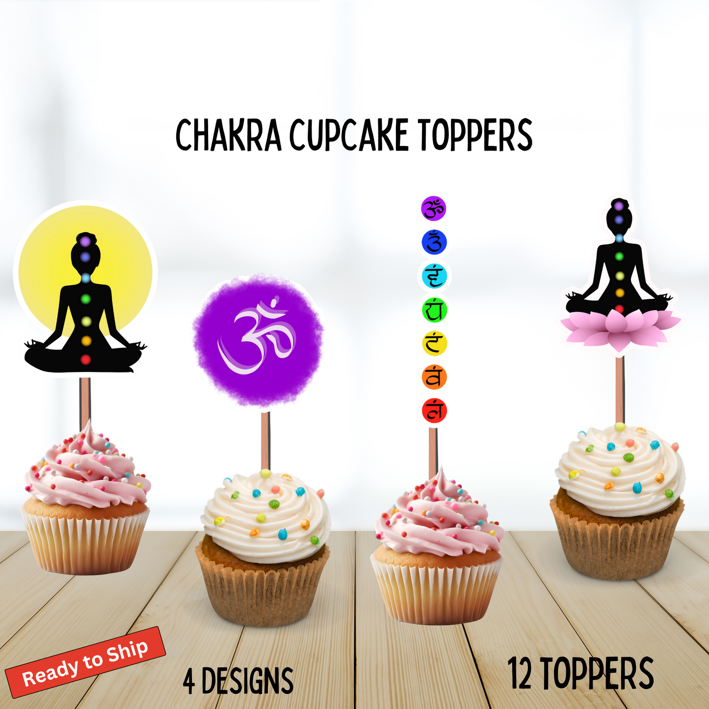 Chakra Meditation Cupcake Toppers