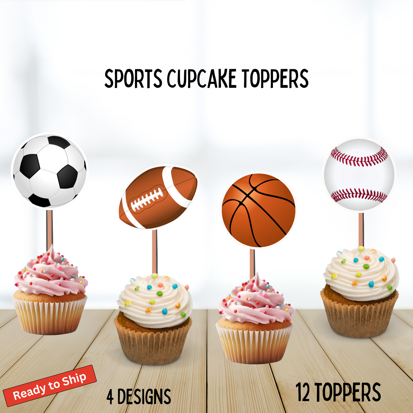 Sports Theme Cupcake Toppers