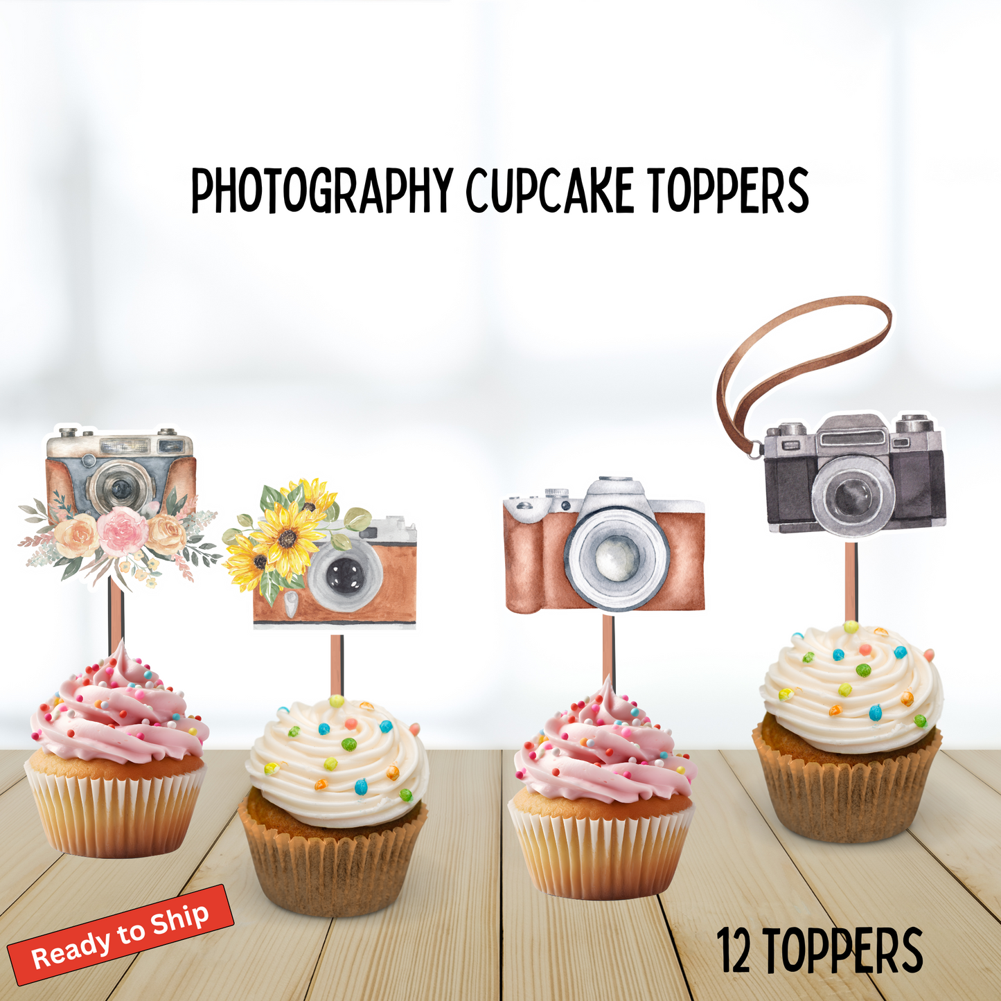 Photography Camera Cupcake Toppers