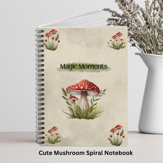 Cute Minimalist Mushroom Spiral Notebook