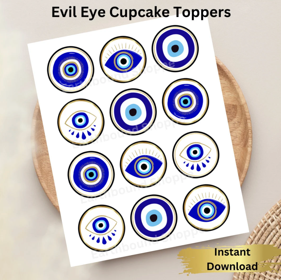 Evil Eye Printable Cupcake Toppers- tags