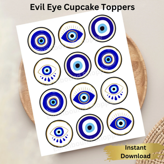 Evil Eye Printable Cupcake Toppers- tags