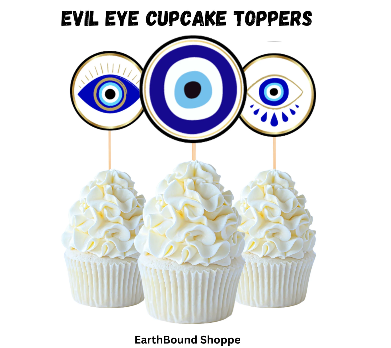 Evil Eye Printable Cupcake Toppers- tags