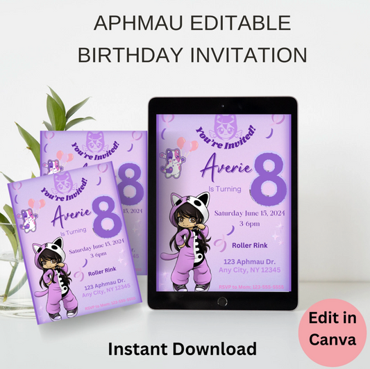 Aphmau Editable Printable Birthday Invitation