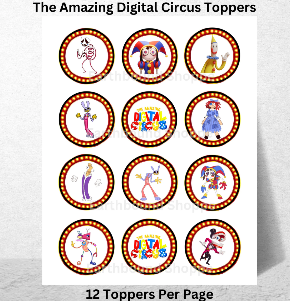 The Amazing Digital Circus Printable Cupcake Toppers