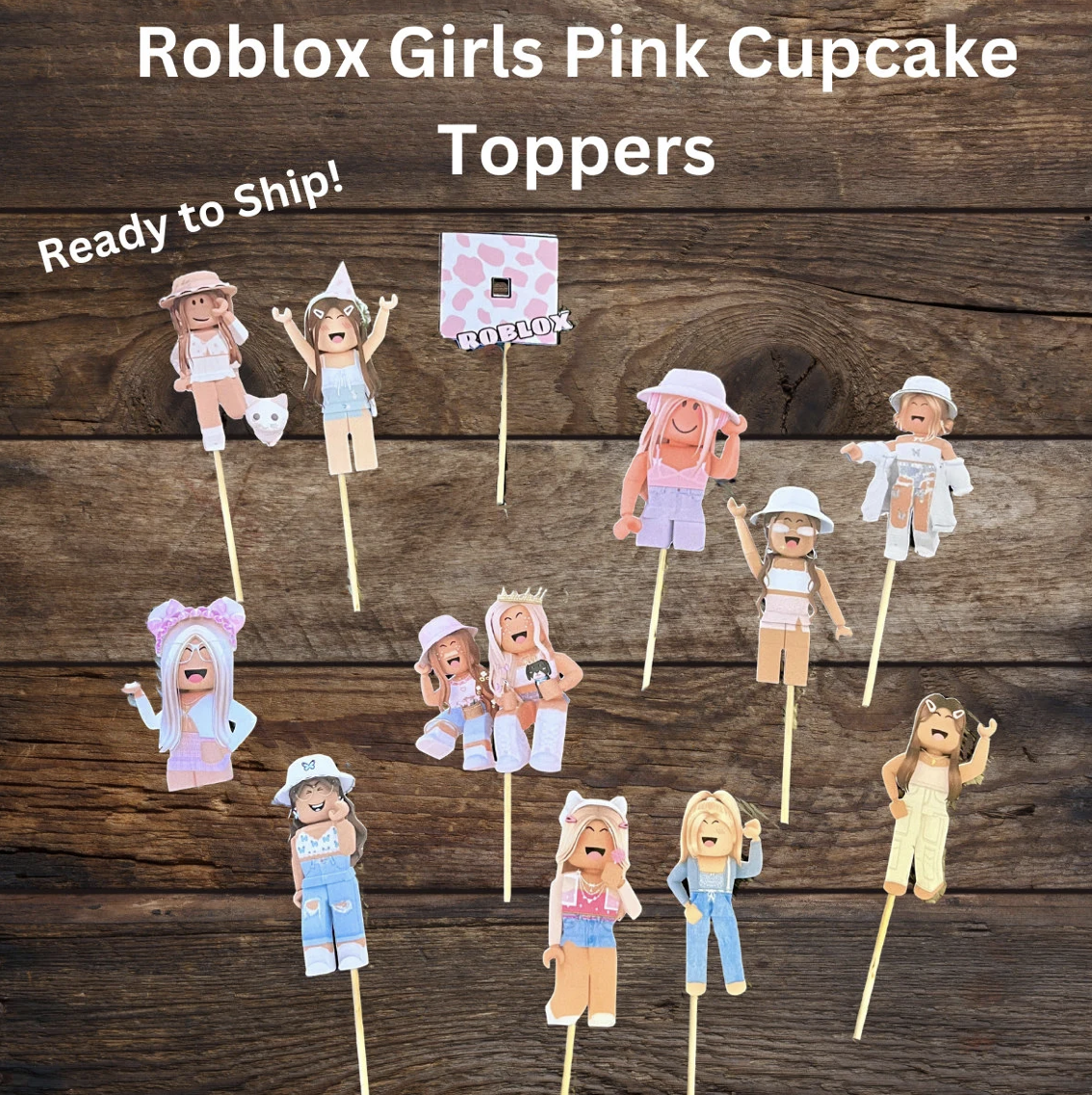 Roblox Girls Pink Cupcake Toppers