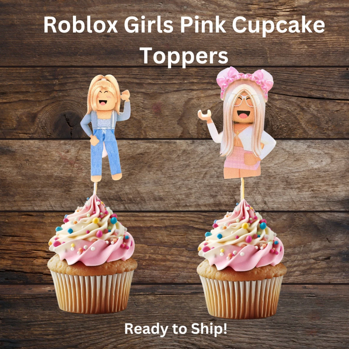 Roblox Girls Pink Cupcake Toppers