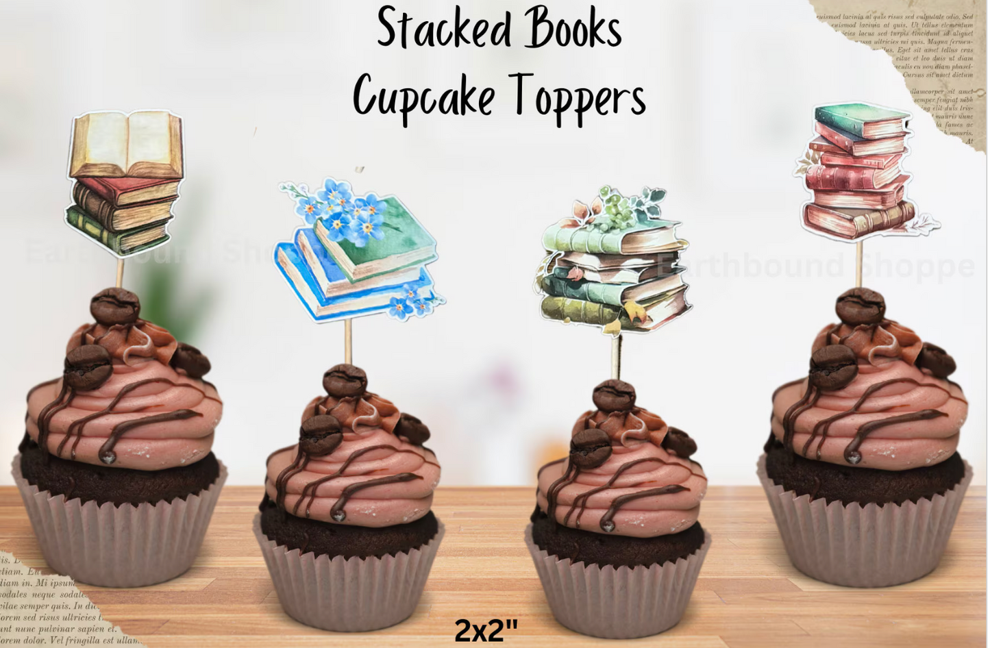 Stacked Books Cupcake Toppers