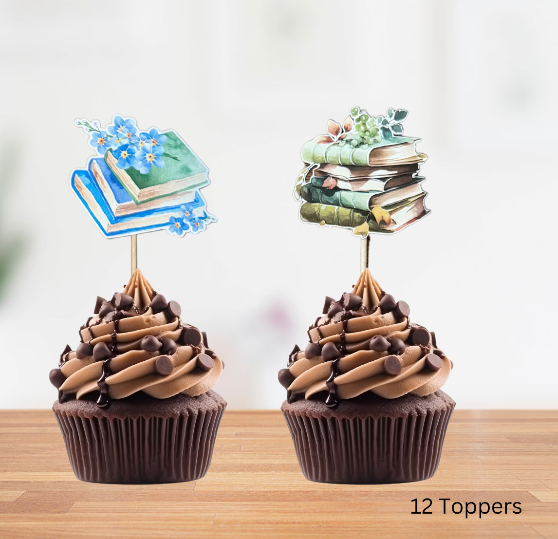 Stacked Books Cupcake Toppers