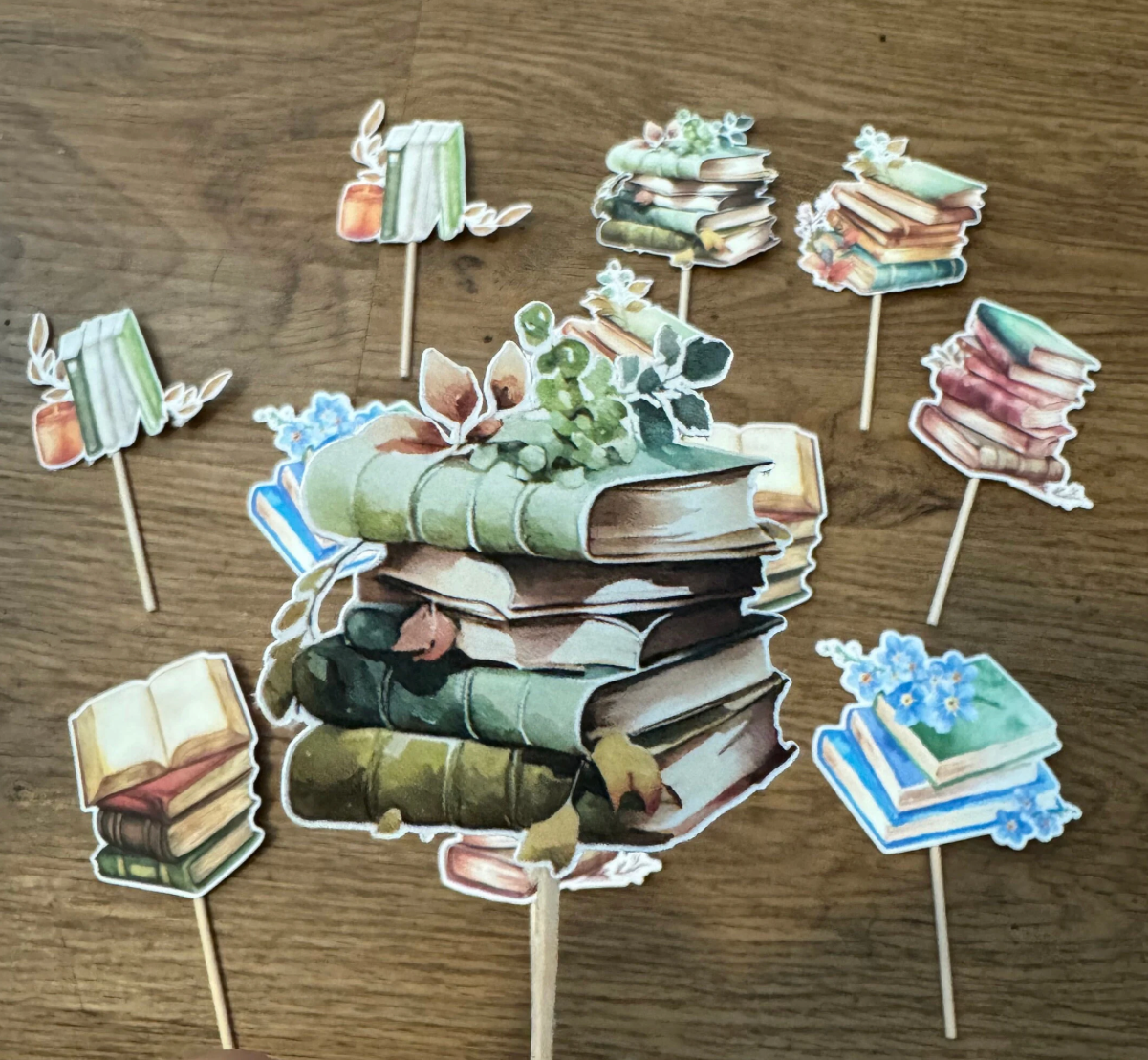 Stacked Books Cupcake Toppers