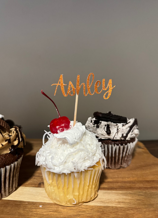 Custom Glitter Name Cupcake Toppers