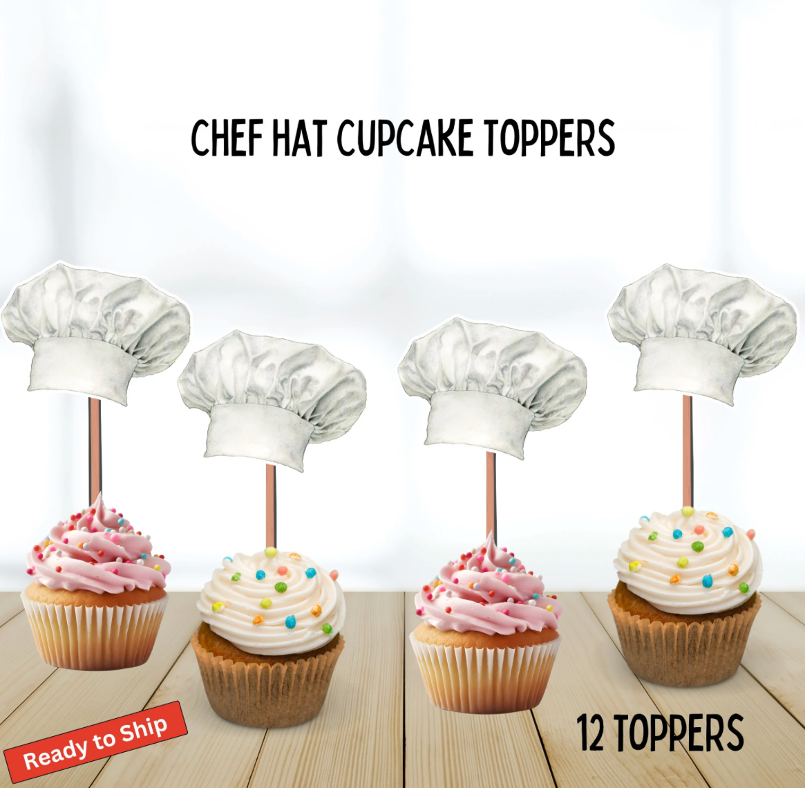 Chef Hat Cupcake Toppers