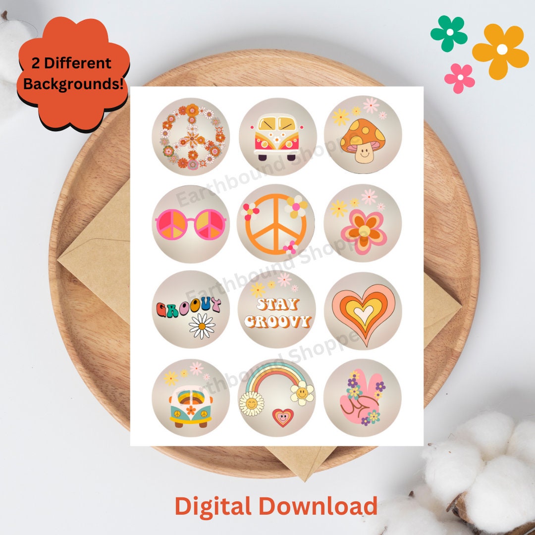 Groovy Birthday Cupcake Toppers