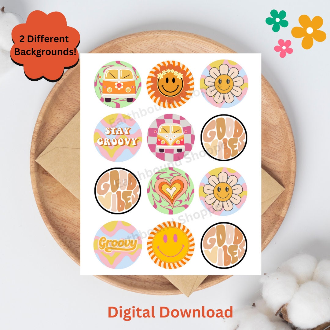 Groovy Birthday Cupcake Toppers