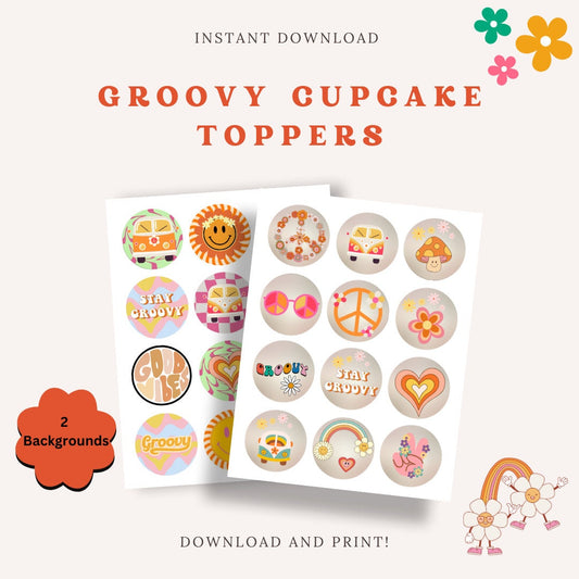 Groovy Birthday Cupcake Toppers