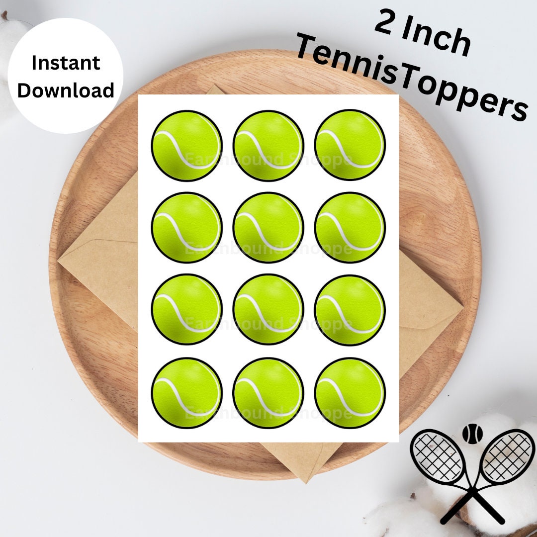 Green Tennis Ball Printable Cupcake Toppers