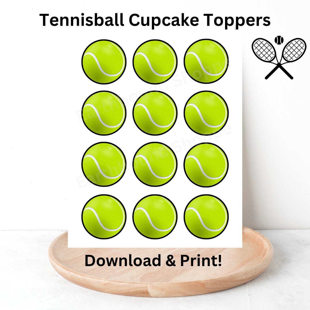 Green Tennis Ball Printable Cupcake Toppers