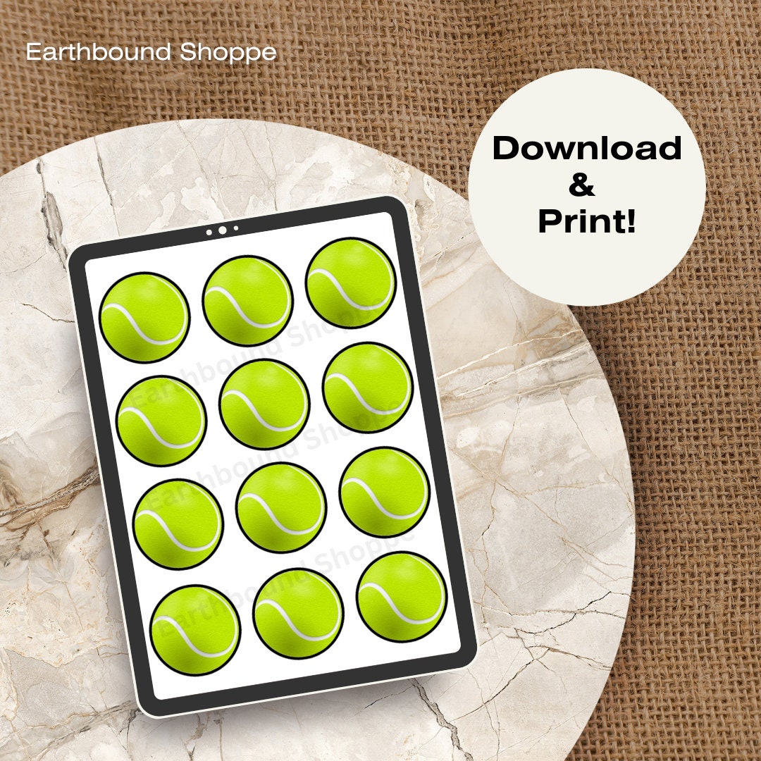 Green Tennis Ball Printable Cupcake Toppers