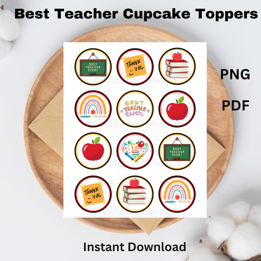 Best Teacher Thank You Printable Cupcake Toppers