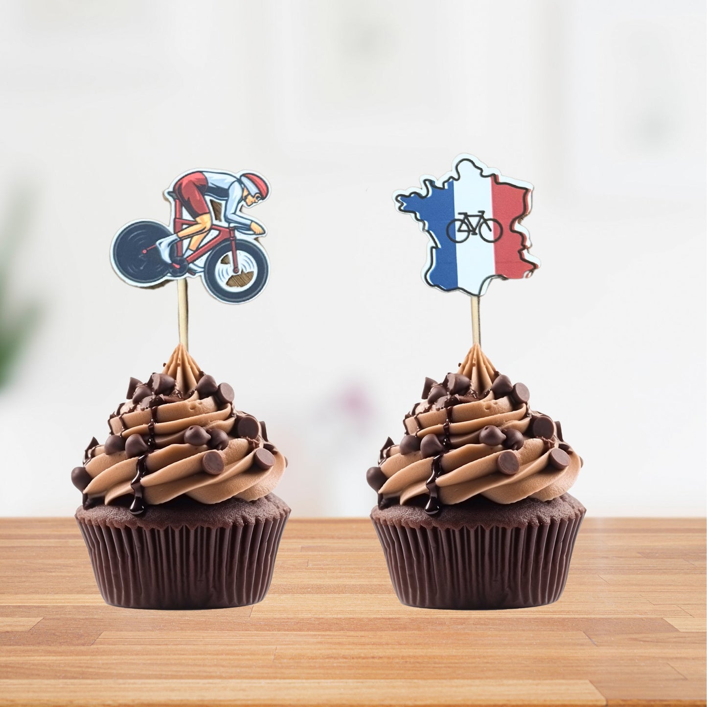 France Marathon Bike Cupcake Toppers