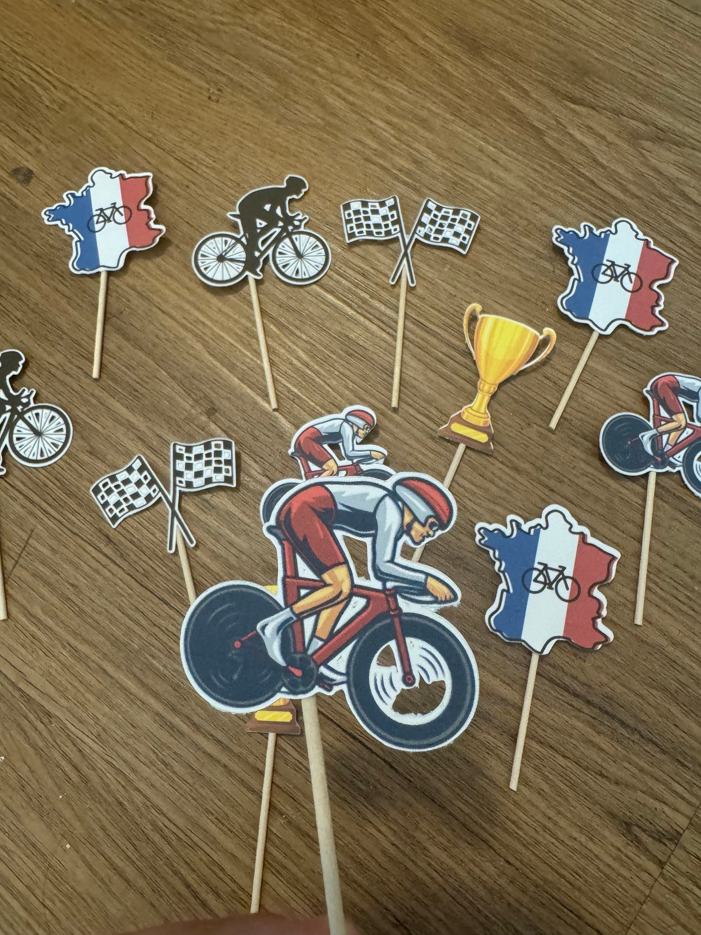 France Marathon Bike Cupcake Toppers