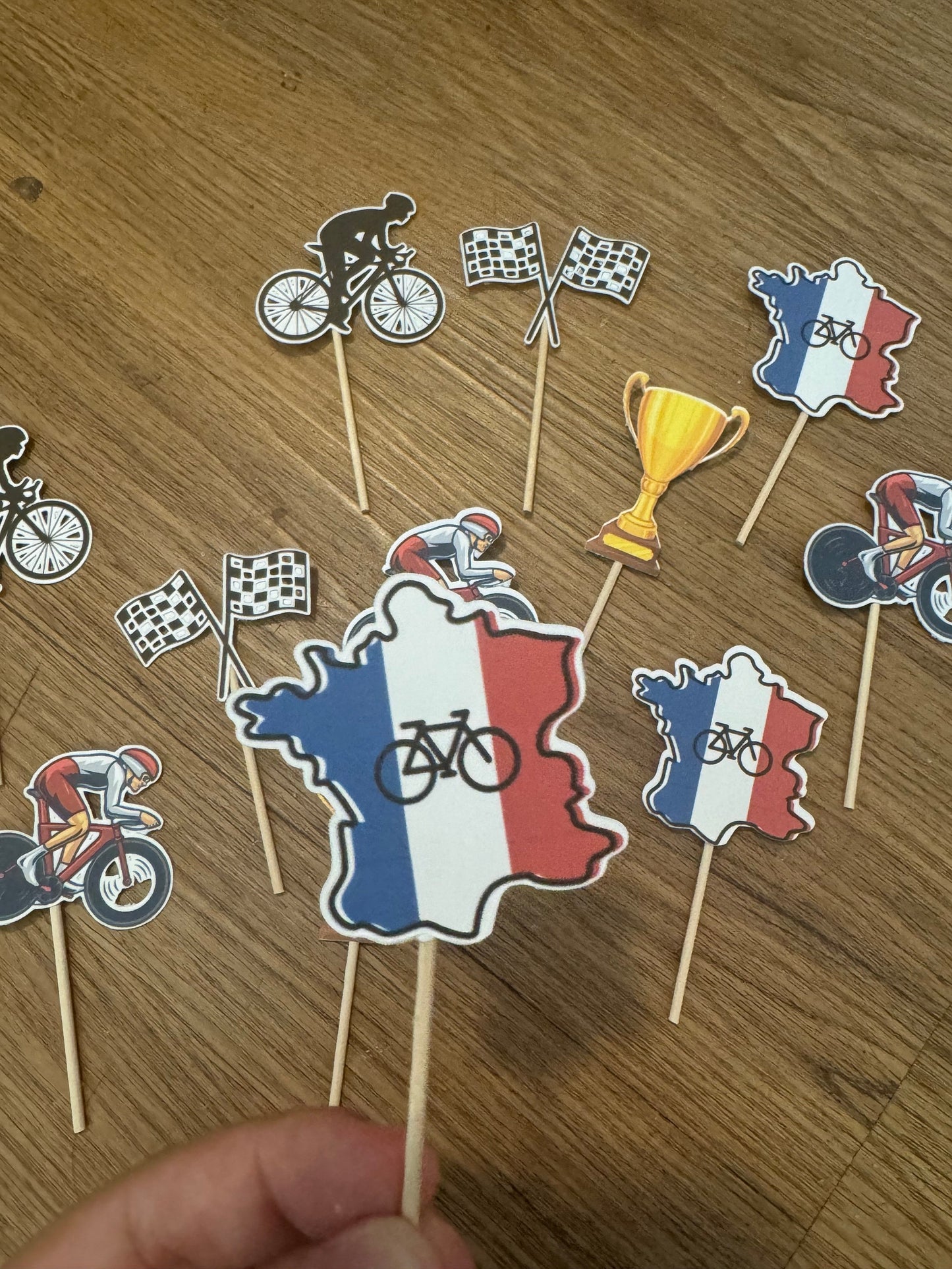 France Marathon Bike Cupcake Toppers