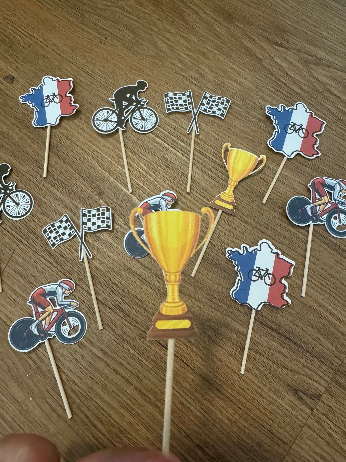 France Marathon Bike Cupcake Toppers